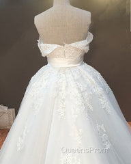 Lace Off Shoulder Mermaid Wedding Dress Removable Skirt