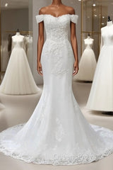 Lace Off-The-Shoulder Mermaid Wedding Dress