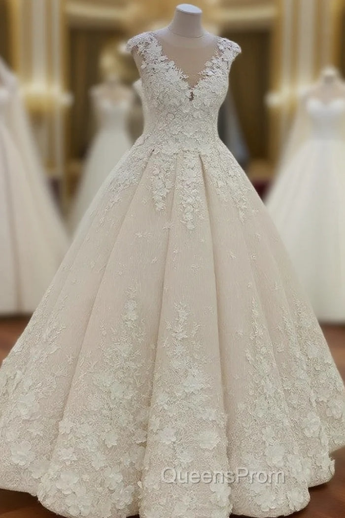 Lace Princess Wedding Dress Cap Sleeves Main image
