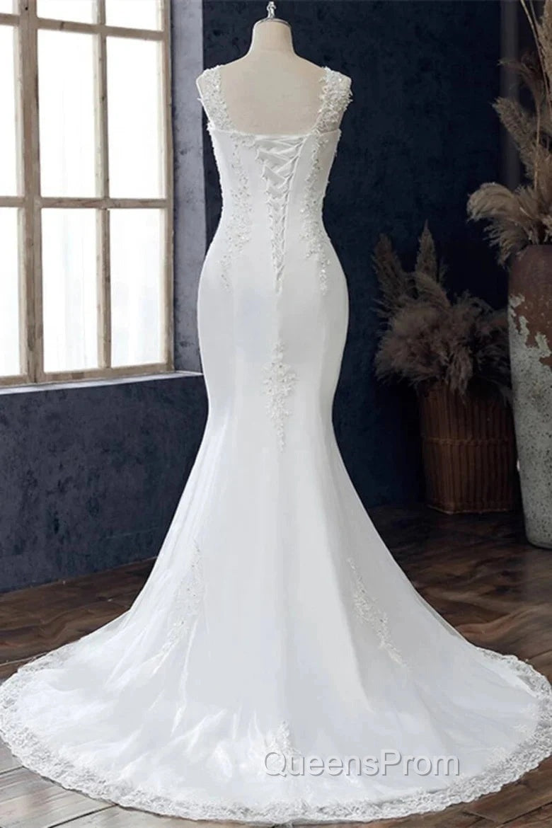 Lace Round Neck Sleeveless Trumpet Wedding Dress Secondary image