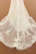 Lace Straps Backless Trumpet Long Wedding Dress