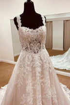 Lace Sweetheart Straps A-Line Long Bridal Gown