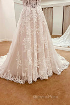 Lace Sweetheart Straps A-Line Long Bridal Gown