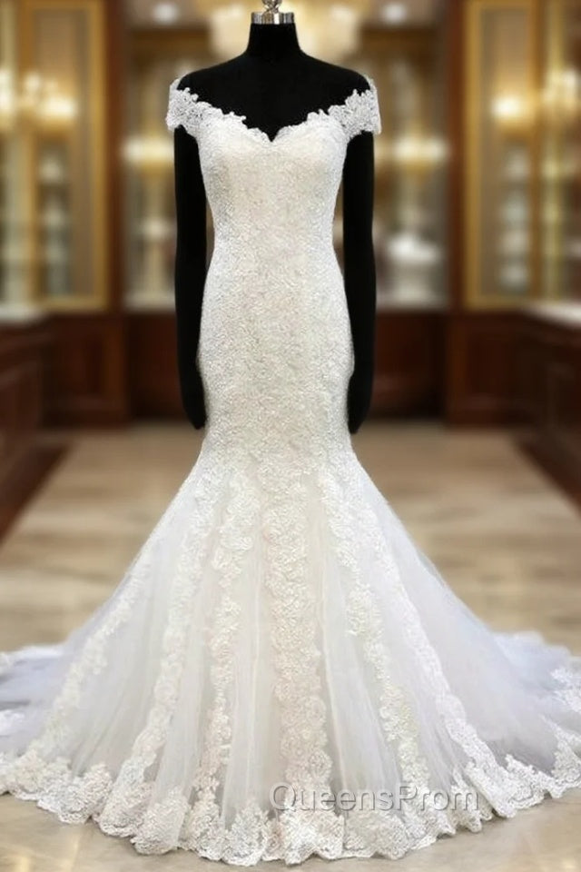 Lace Trumpet/Mermaid Sweep Train Off-The-Shoulder Wedding Dress Main image