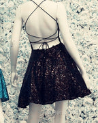 Lace Up Back Homecoming Dress Sequins