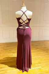 Lace-Up Burgundy Pleated Chiffon Bridesmaid Dress