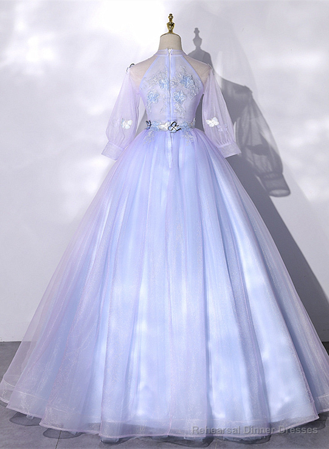 Lavender Ball Gown Tulle High Neckline Sweet 16 Dresses, Lavender Formal Dress Secondary image