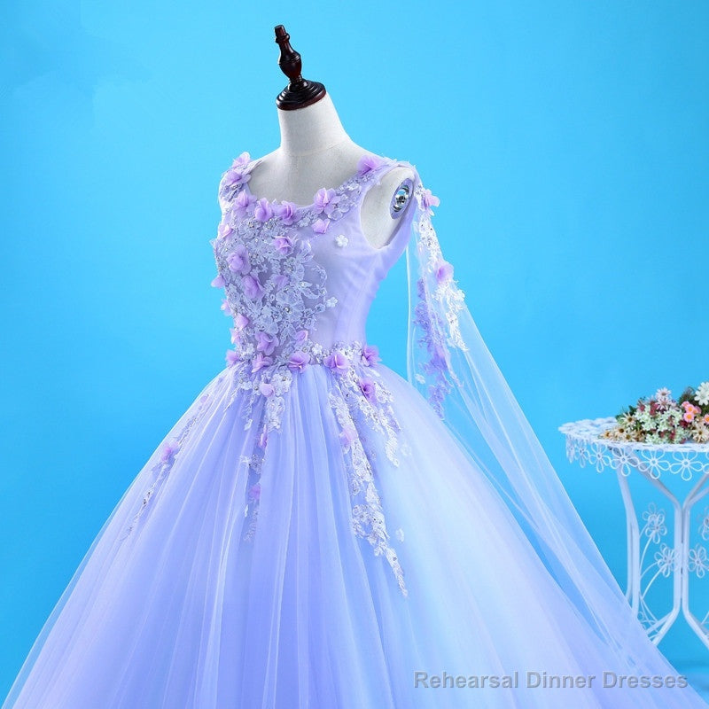 Lavender Flowers Round Neckline Party Dress, Sweet 16 Gown Secondary image