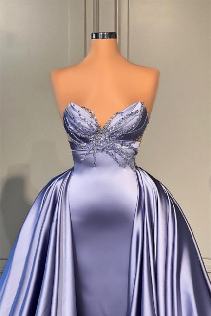 Lavender Long Glitter Sleeveless Prom Dress With Beads A-Line