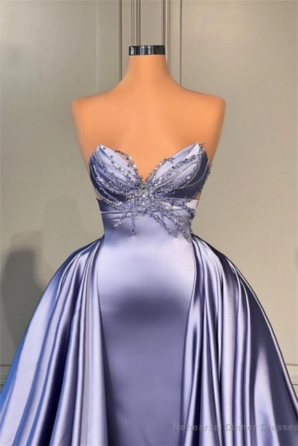 Lavender Long Glitter Sleeveless Prom Dress With Beads A-line Secondary image