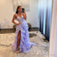 Lavender Princess A Line Off the Shoulder Corset Prom Dress with Lace Ruffles