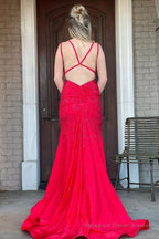 Lavender Rhinestone Spaghetti Straps Mermaid Prom Dress