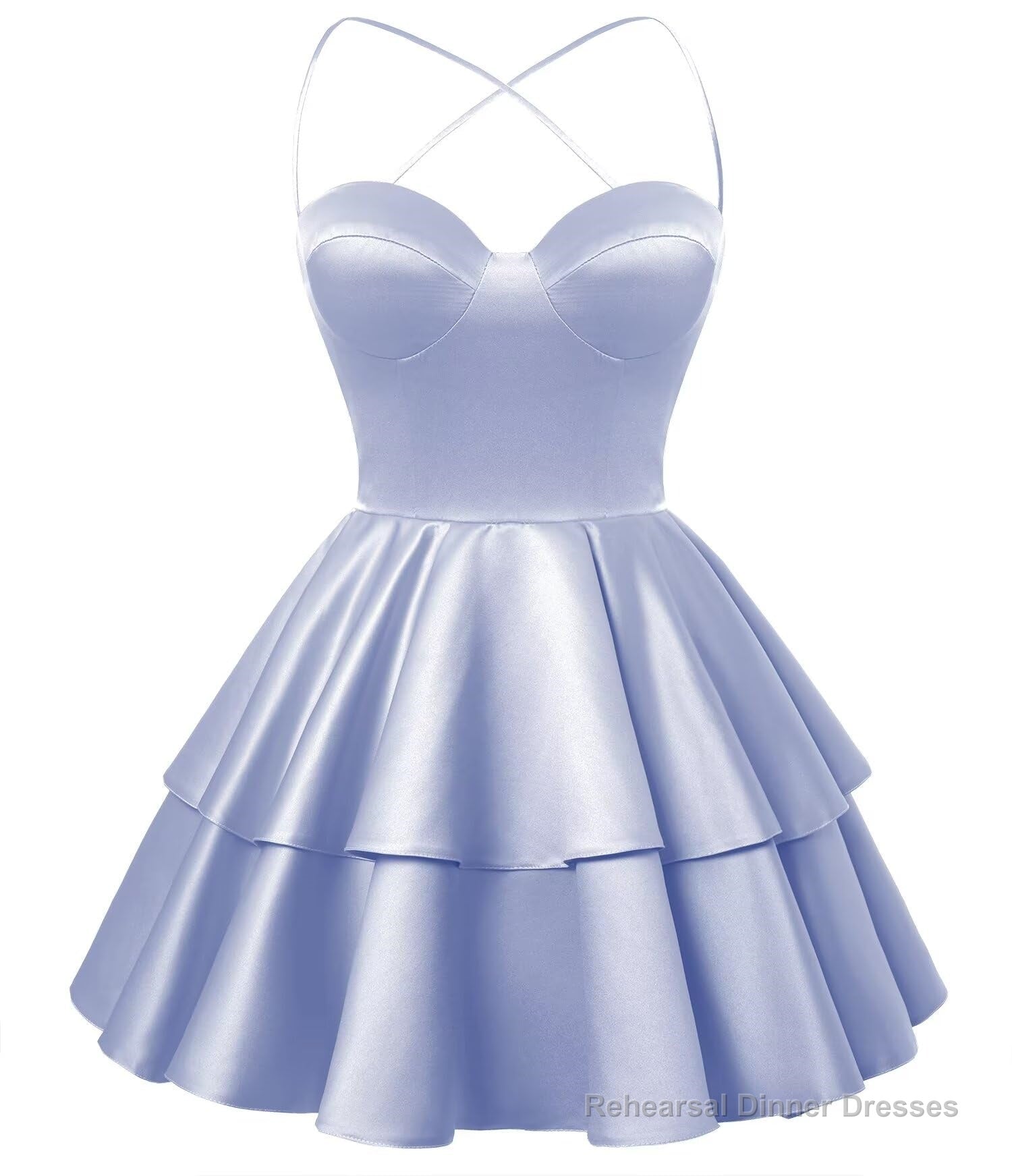 Lavender Satin Homecoming Dress Sweetheart Neck Tiered Short Graduation Dresses Secondary image