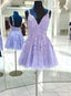Lavender Tulle with Lace Straps Short Homecoming Dress Lavender Prom Dress prom dresses shops