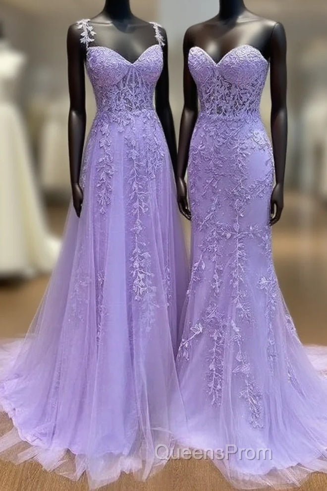 Leaf Lace Long Violet Purple Evening Prom Dress Corset Bodice Main image