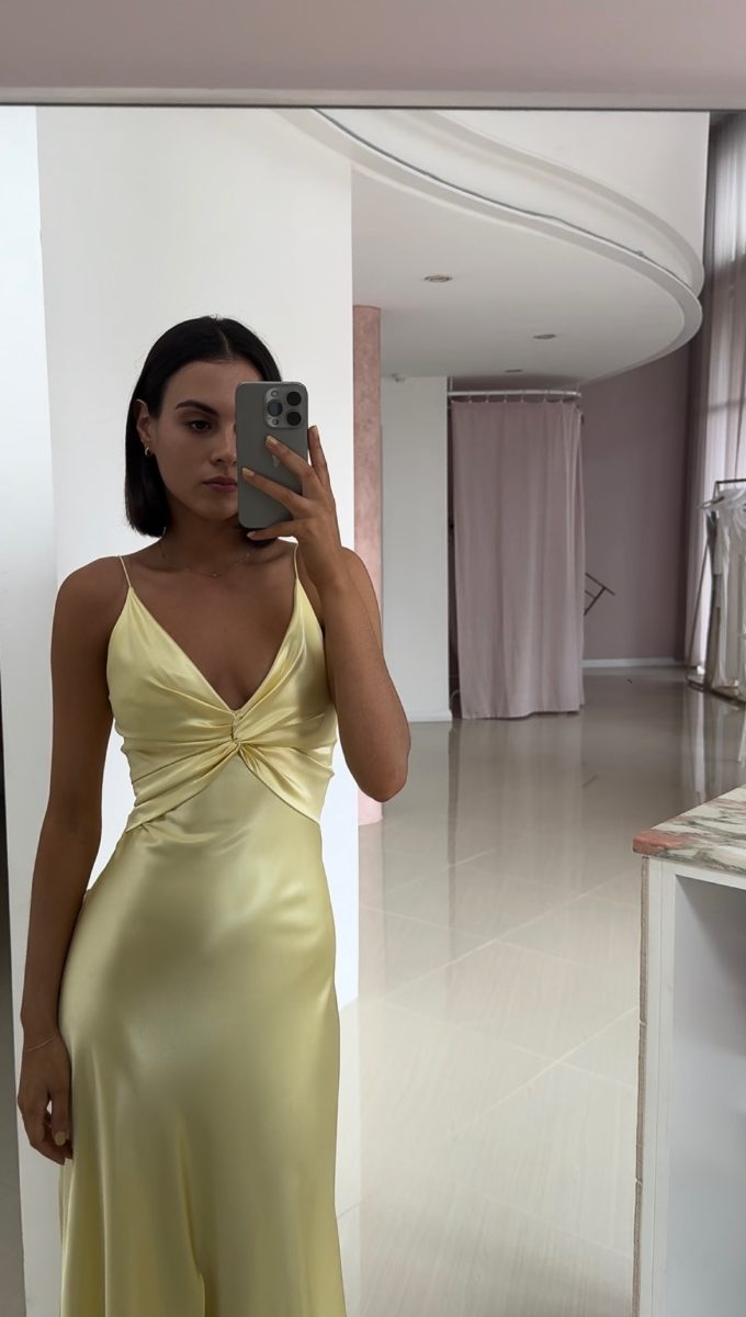 Yellow Fashion Elegant Satin Backless Long Spaghetti Straps Classy Evening Gown Classy Prom Dress