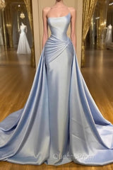 Light Blue A-line Sleeveless Graduation Dress Long Fabulous Evening Prom Dress