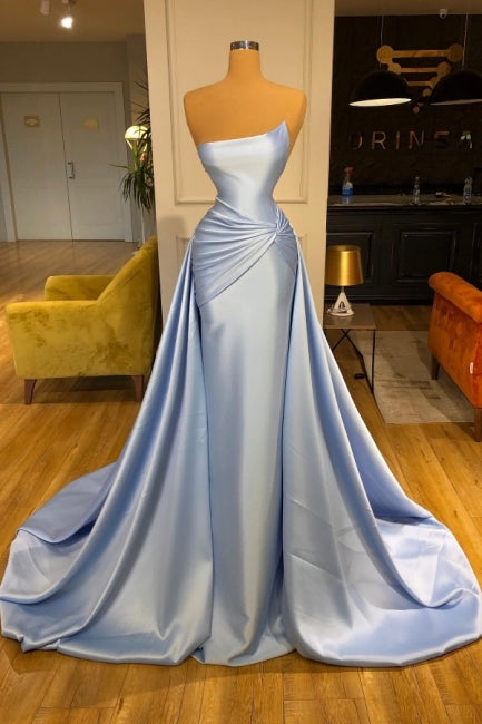 Light Blue A-Line Sleeveless Graduation Dresses Long Fabulous Prom Dresses