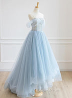 Light Blue High Low Tulle Sweetheart Evening Prom Dress, Light Blue Homecoming Dress