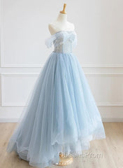 Light Blue High Low Tulle Sweetheart Evening Prom Dress, Light Blue Homecoming Dress