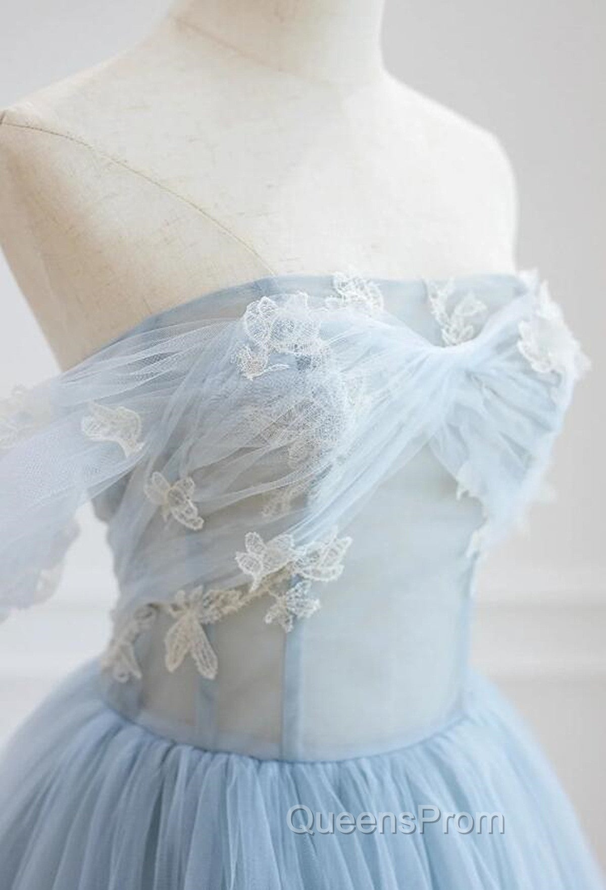 Light Blue High Low Tulle Sweetheart Evening Prom Dress, Light Blue Homecoming Dress