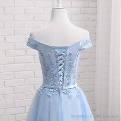 Light Blue Party Dress, Charming Blue Bridesmaid Dress , Party Dress