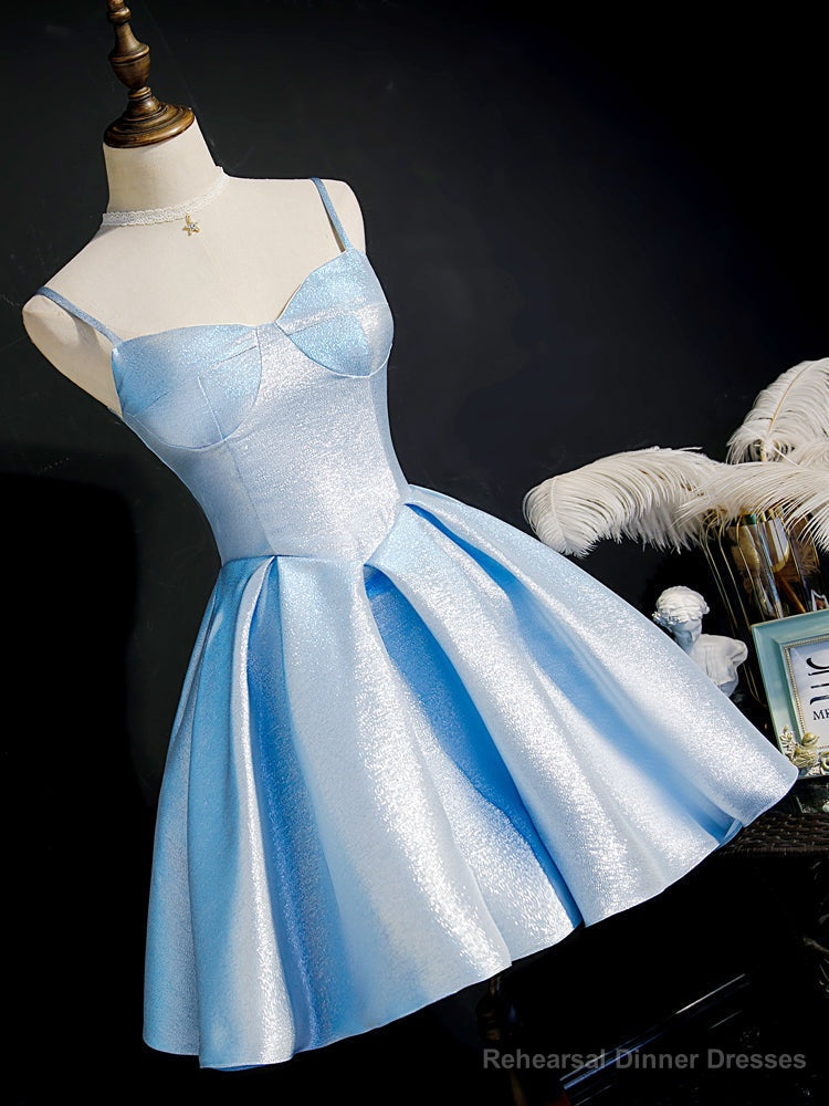 Light Blue Satin Sweetheart Homecoming Dress, Blue Short Prom Dress, Party Dress Main image