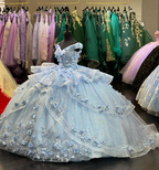 Light Blue Sparkly Off The Shoulder Appliques Classy Prom Dress Quinceanera Dress Sweet 16 Classy Prom Dress Ball Gown