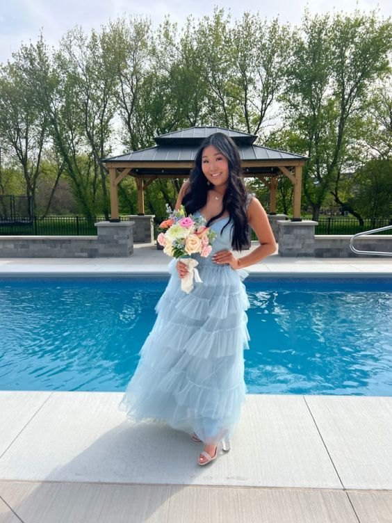 Light Blue Tulle Layered Long Classy Prom Dress Elegant Classy Evening Dress Secondary image