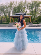 Light Blue Tulle Layered Long Classy Prom Dress Elegant Classy Evening Dress