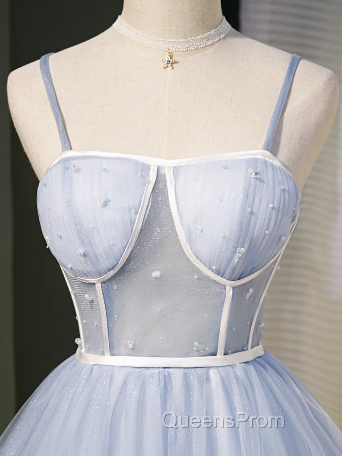 Light Blue Tulle Sweetheart Straps Party Dress, Light Blue Homecoming Dress Secondary image