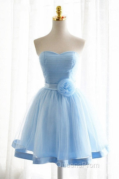 Light Blue Tulle Sweetheart With Bow Cute Party Dress, Blue Short Homecoming Dress Evening Prom Dress Secondary image