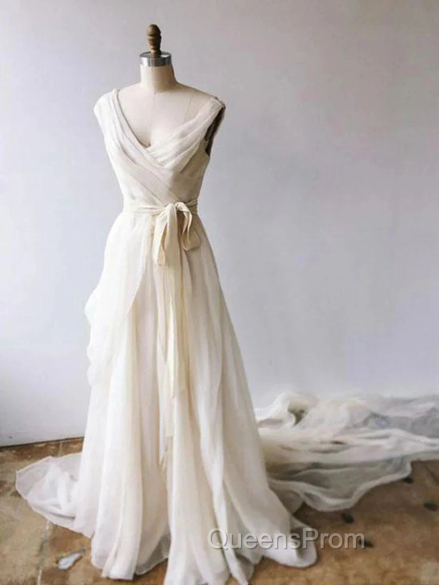 Light Champagne Chiffon Long Wedding Dress Secondary image