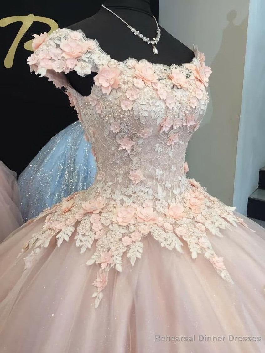 Light Champagne Long Sweet 16 Dresses Quinceanera Celebrity Gown Ball Gowns With Flowers Secondary image