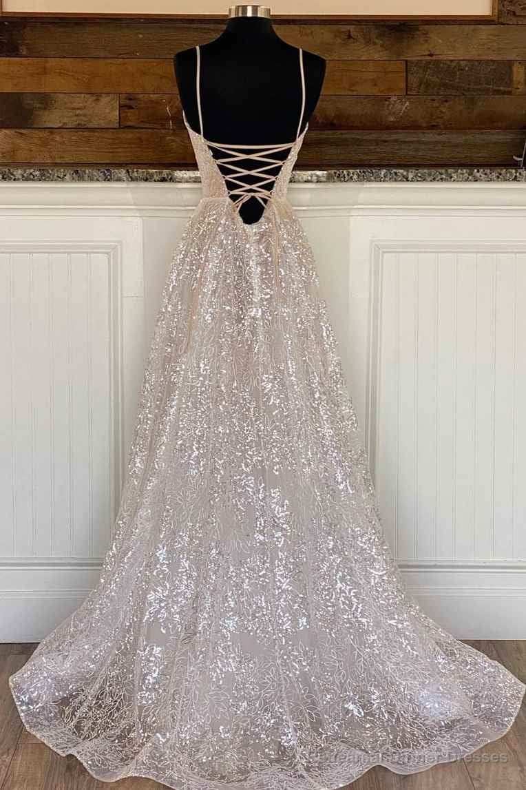 Light Champagne Sequin Lace A-Line Prom Dress Secondary image