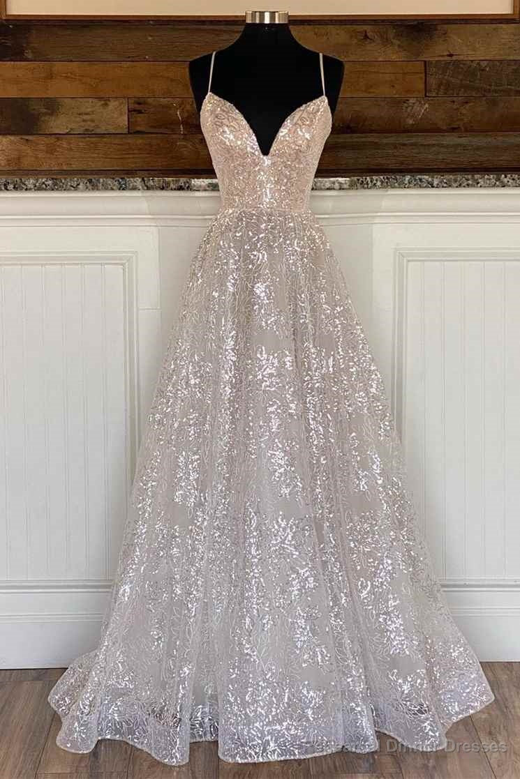 Light Champagne Sequin Lace A-Line Prom Dress Main image
