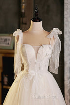 Light Champagne Spaghetti Strap Short Evening Prom Dress, Cute A-Line Tulle Evening Party Dress