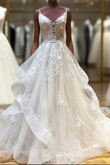 Light Champagne Tulle Lace Long Evening Prom Dress Lace Long Wedding Dress