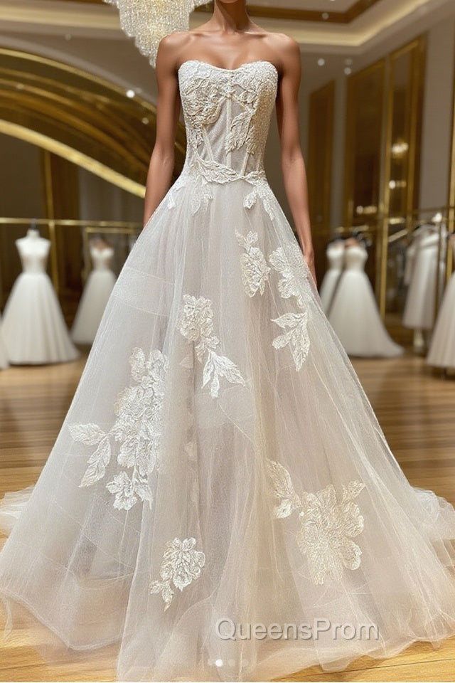 Light champagne tulle lace long Evening Prom Dress tulle lace formal Dress Main image