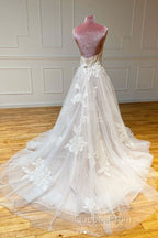 Light champagne tulle lace long Evening Prom Dress tulle lace formal Dress