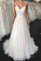 Light champagne tulle long Evening Prom Dress, champagne tulle evening Dress