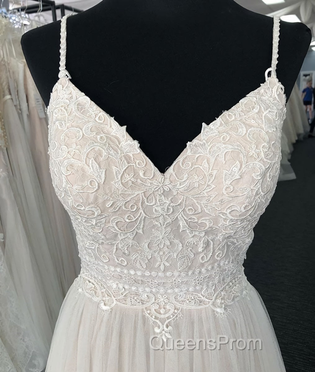 Light champagne tulle long Evening Prom Dress, champagne tulle evening Dress Secondary image