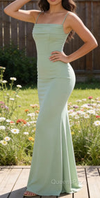 Light Green A-Line Chiffon Long Bridesmaid Dress