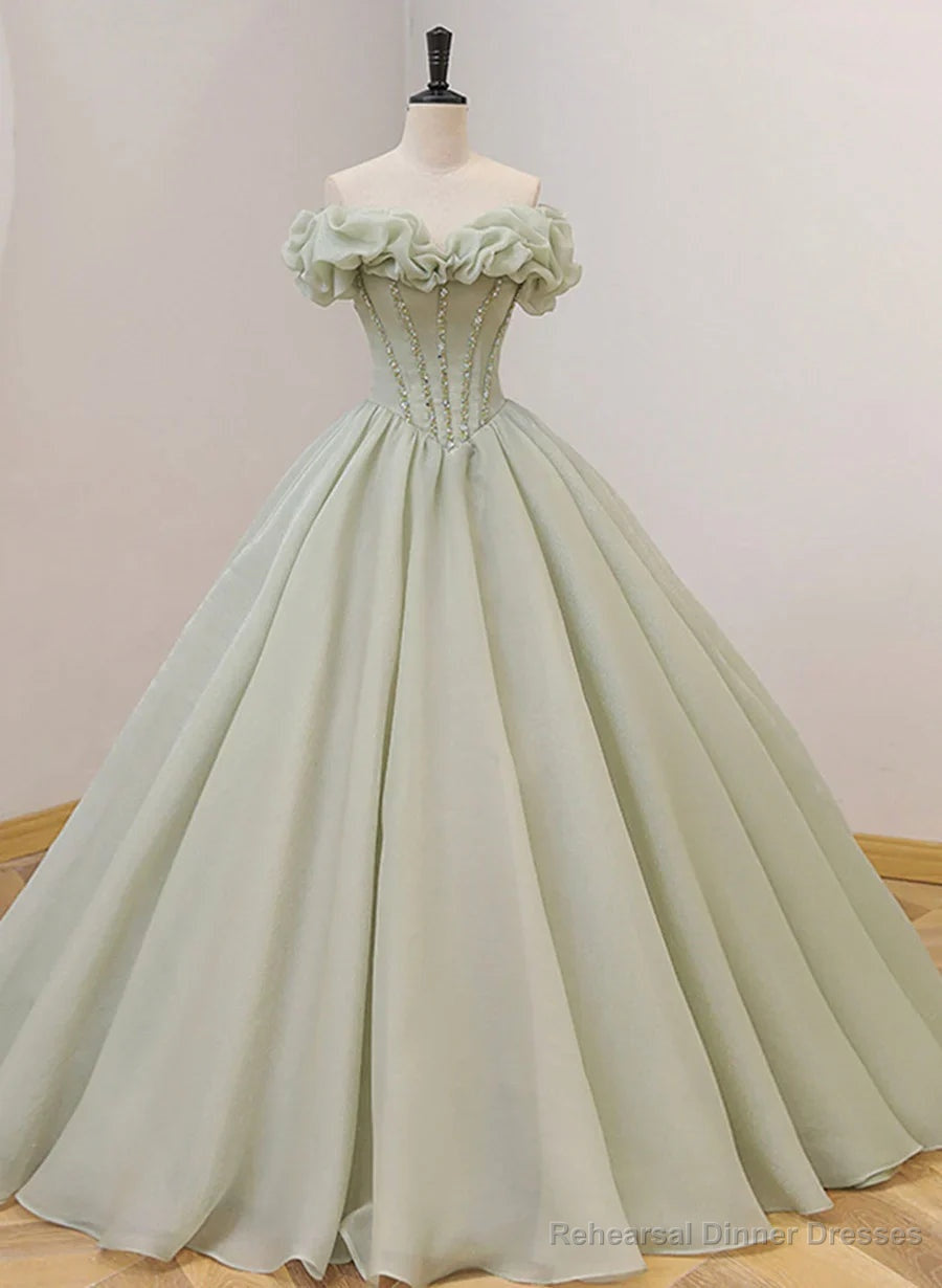 Light Green Ball Gown Beaded Sweet 16 Dress Green Prom Dress Formal Dress prom dresses shops Main image