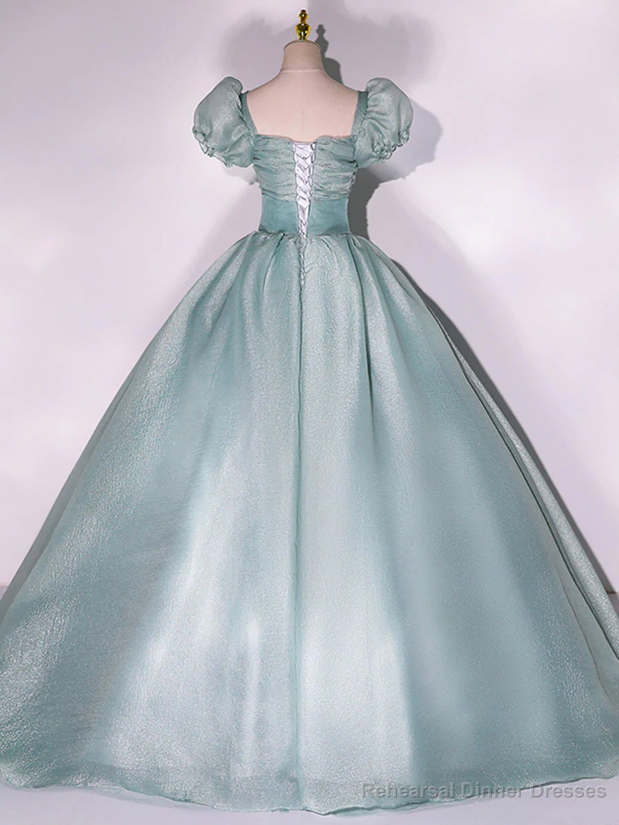 Light Green Ball Gown Shiny Tulle Sweet 16 Dresses, Cute Junior Prom Dresses Main image