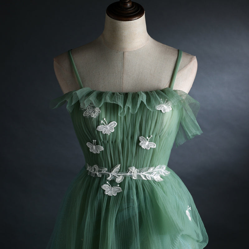 Light Green Gradient Straps Long A-Line Classy Prom Dress, Beautiful Classy Evening Dress Party Dress Secondary image