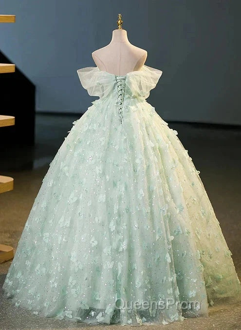 Light Green Lace Sweetheart Long Formal Dress Evening Prom Dress Off Shoulder A Line Floor Length Beautiful Secondary image