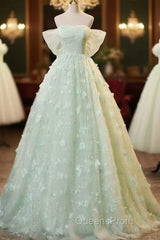 Light Green Lace Sweetheart Long Formal Dress Evening Prom Dress Off Shoulder A Line Floor Length Beautiful