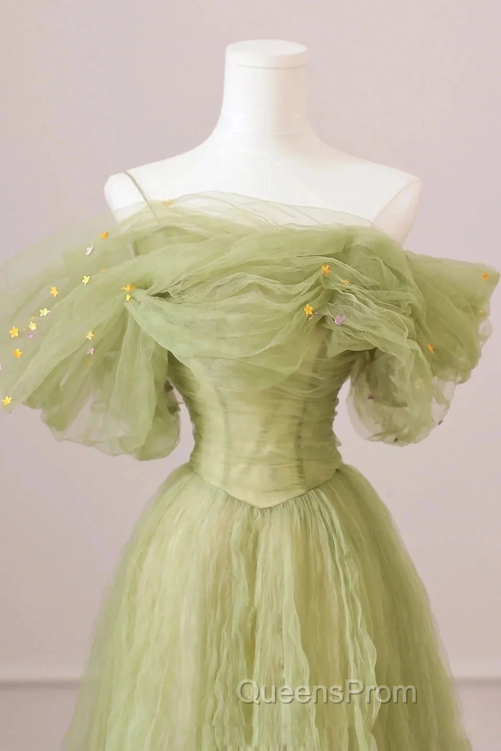 Light Green Evening Prom Dress A Line Off the Shoulder Long Party Evening Dress Secondary image