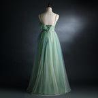 Light Green Straps Tulle Floor Length A-Line Classy Prom Dress, Tulle Scoop Party Dress Classy Dress